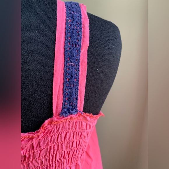 Event hot pink tank with embroidery, eyelet and smocking - Picture 8 of 8